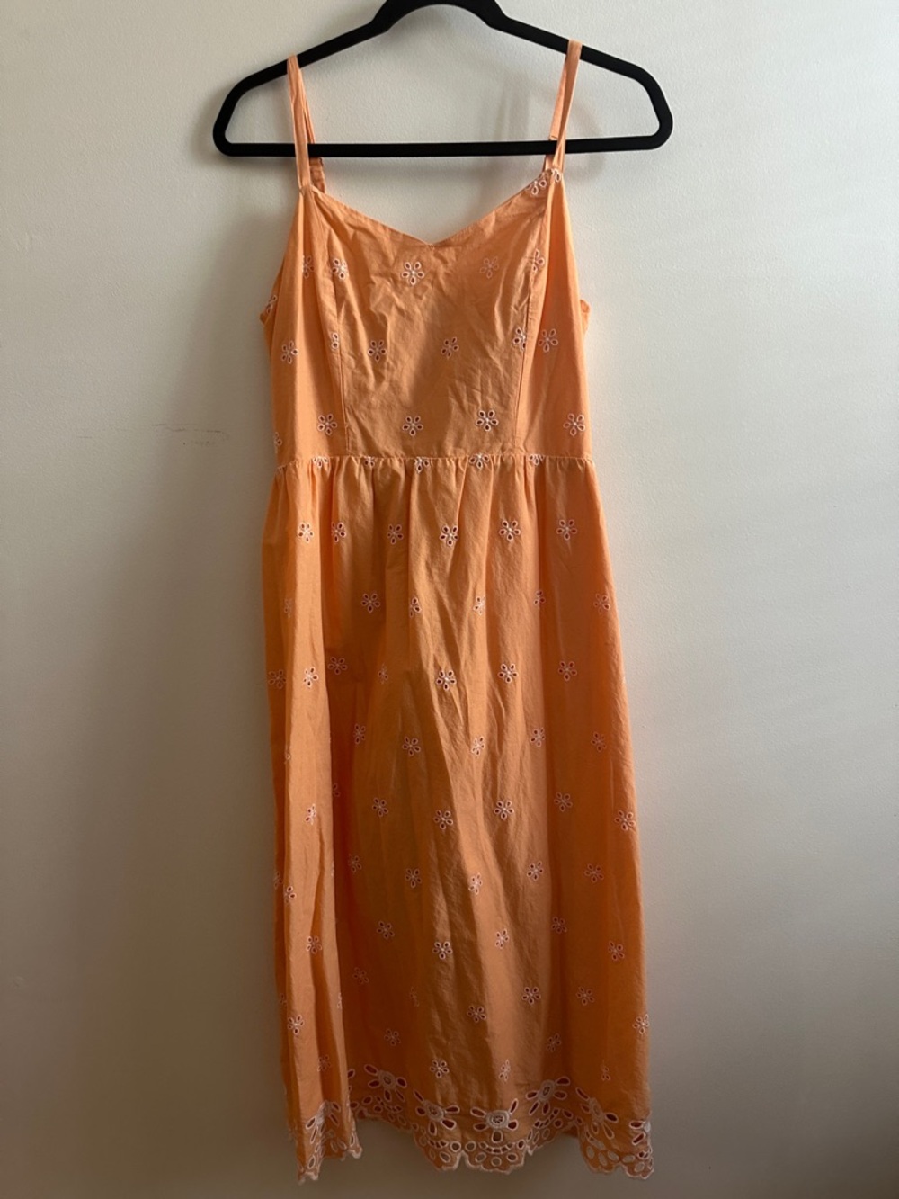 Old Navy Women's Orange Eyelet Midi Sundress - Lightweight Summer Dress